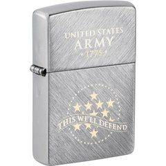Zippo Windproof Lighter - US Army Herringbone Sweep Two Tone Brushed Chrome | 47090