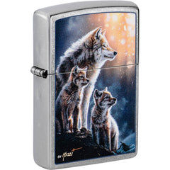 Zippo Windproof Pocket Lighter - Color Image Mazzi Wolves Street Chrome Finish | 47106
