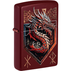 Zippo Windproof Lighter - Color Image Red Dragon Design Merlot Red Finish | 47136