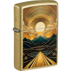 Zippo Windproof Lighter - Through The Mountains Design Street Brass Finish | 47137