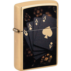 Zippo Windproof Lighter - Color Image Poker Design High Polish Brass Finish | 47141