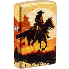 Zippo Windproof Lighter - Cowboy on Horse Design 540 Tumbled Brass Finish | 47143