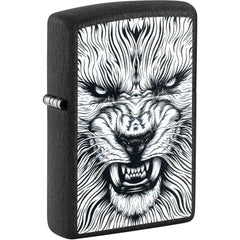 Zippo Windproof Pocket Lighter - Fierce Animal Design Black Crackle Metal | 47144