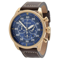 Citizen Men's Eco-Drive Watch - Avion Chronograph Brown Leather Strap | CA4213-18L