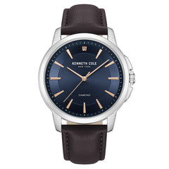 Kenneth Cole Men's Watch - Blue Dial Dark Brown Leather Strap | KCWGA7001202