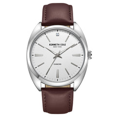 Kenneth Cole Men's Watch - Silver Dial Brown Leather Strap | KCWGA7002903