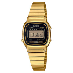 Casio Women's Classic Casual Sports Vintage Alarm Gold Tone Steel Bracelet Digital Watch | LA670WGA-1
