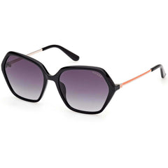 Guess Women's Sunglasses - Shiny Black Acetate Geometric Shape Frame | GU00134 5501B