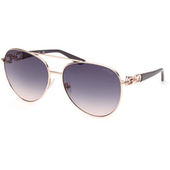 Guess Women's Sunglasses - Shiny Rose Gold Metal Pilot Full Rim Frame | GU00158 6128W