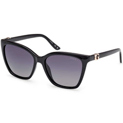 Guess Women's Sunglasses - Shiny Black Acetate Cat Eye Full Rim Frame | GU00191 5601D