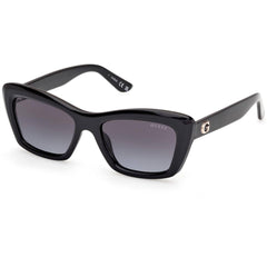 Guess Women's Sunglasses - Shiny Black Plastic Cat Eye Full Rim Frame | GU00195 5201B