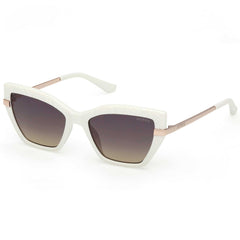 Guess Women's Sunglasses - White Injected Plastic Cat Eye Shape Frame | GU00216 5321B