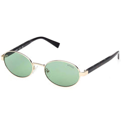 Guess Unisex Sunglasses - Gold Metal Oval Full Rim Frame Green Lens | GU00232 5432N