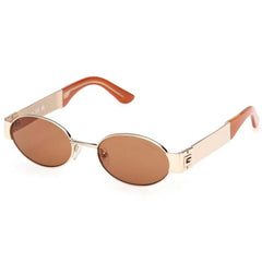 Guess Women's Sunglasses - Gold Metal Oval Full Rim Frame Brown Lens | GU00262 5032E