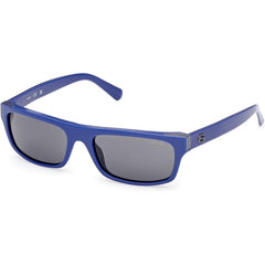 Guess Men's Sunglasses - Shiny Blue Plastic Oval Shape Full Rim Frame | GU00276 5790A