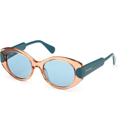 Max & Co. Women's Sunglasses - Shiny Light Brown Acetate Oval Full Rim | MO0108 5145N