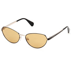 Max & Co. Women's Sunglasses - Shiny Black Metal Oval Full Rim Frame | MO0111 5501E