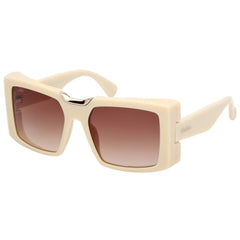 Max Mara Women's Sunglasses - Ivory Plastic Square Shape Full Rim Frame | MM0124 5525F