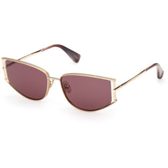 Max Mara Women's Sunglasses - Shiny Pale Gold Metal Oval Full Rim Frame | MM0141 5832Y