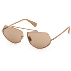 Max Mara Women's Sunglasses - Shiny Light Brown Metal Geometric Frame | MM0165 6045E