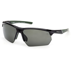 Timberland Men's Sunglasses - Shiny Black Wraparound Half Rim Frame | TB00056 7301R