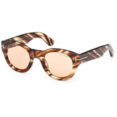 Tom Ford Unisex Sunglasses - Lucinda Coloured Havana Acetate Round | FT1212 4855E