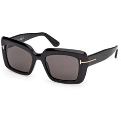 Tom Ford Women's Sunglasses - Leila-02 Shiny Black Acetate Square Frame | FT1318 5201A