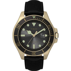 Timex Men's Watch - Harborside Coast Quartz Black Dial Leather Strap | TW2V42200VQ
