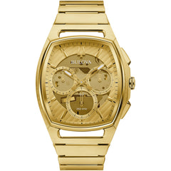Bulova Men's Watch - Curv Progressive Sport Yellow Gold Case Skeleton Dial | 97A160