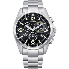 Citizen Men's Watch - Promaster Land Alarm Black Dial Steel Bracelet | CB5921-59E