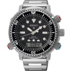 Seiko Men's Watch - Prospex Solar Silver Steel Bracelet Analog-Digital | SNJ033P1