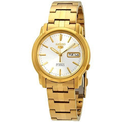 Seiko Men's Watch - Seiko 5 Automatic Silver Dial Yellow Gold Bracelet | SNKK74K1