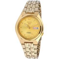 Seiko Men's Watch - Seiko 5 Automatic Yellow Gold Steel Bracelet Day-Date | SNKL64K1