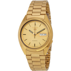 Seiko Men's Watch - Seiko 5 Power Reserve Yellow Gold Bracelet Day-Date | SNXL72K1