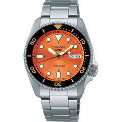 Seiko Unisex Watch - Seiko 5 Automatic Orange Dial Silver Steel Bracelet | SRPK35K1
