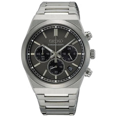Seiko Men's Watch - Discover More Chrono Black and Grey Dial Steel Bracelet | SSB455P1