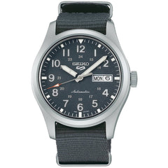Seiko Men's Watch - 5 Sports Field Silver Case Blue-Grey Dial Nylon Strap | SRPG31