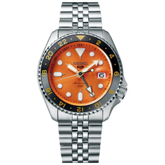 Seiko Men's Watch - 5 Sports SKX GMT Orange Dial Stainless Steel Bracelet | SSK005