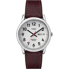 Timex Men's Watch - Easy Reader Quartz White Dial Brown Leather Strap Date | T20041