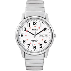 Timex Men's Watch - Easy Reader White Dial Silver Steel Expansion Bracelet | T2N091