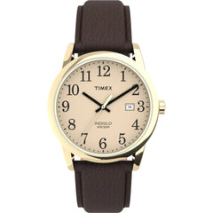 Timex Men's Watch - Easy Reader Quartz Cream Dial Brown Leather Strap Date | TW2P75800