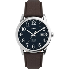 Timex Men's Watch - Easy Reader Quartz Blue Dial Brown Leather Strap Date | TW2P75900