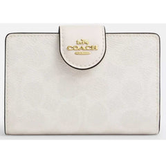 Coach Women's Zip Wallet - Medium Corner Canvas, Gold/White/Chalk | CW786 CHK