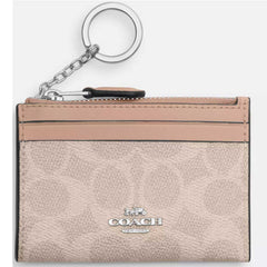 Coach Women's Id Case - Mini Skinny Signature Canvas, Silver/Sand/Taupe | CW870 TAE