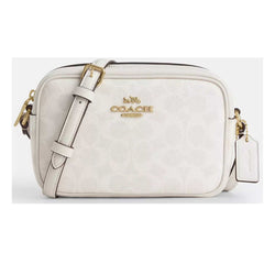 Coach Women's Camera Bag - Mini Jamie Signature Canvas, Gold/White/Chalk | CY752 CHK