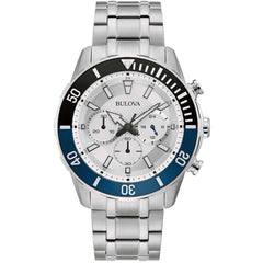 Bulova Men's Watch - Quartz Chronograph Silver Dial Stainless Steel Bracelet | 98A257