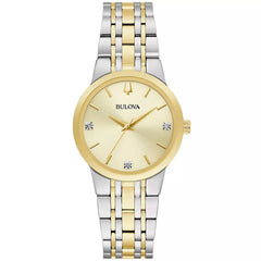 Bulova Women's Watch - Diamond Accent Gold Tone Dial Steel Bracelet Quartz | 98P224