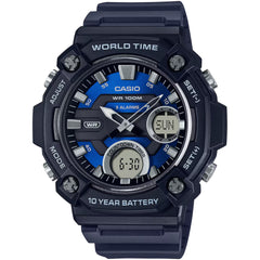 Casio Men's Watch - World Time Black and Blue Analog-Digital Dial | AEQ-120W-2AVCF