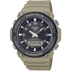 Casio Men's Watch - World Time Black Analog-Digital Dial Beige Strap | AQ-S820W-5AVCF