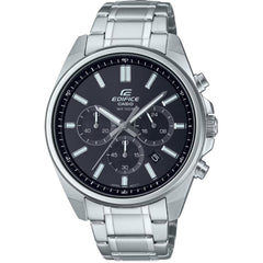 Casio Men's Watch - Edifice Chrono Black Dial Silver Steel Bracelet | EFV-650D-1AVCR